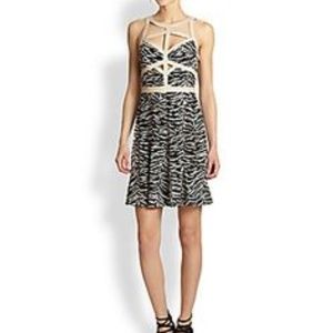 Rebecca Taylor  Tiger Leather Trim Cage Dress